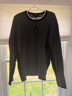 NWT rag & bone Black Crewneck Sweater with White Trim - Men's